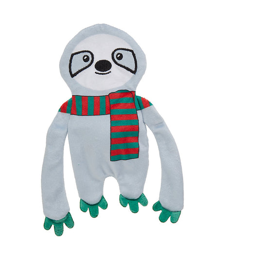 Merry & Bright™ Holiday Sloth Flattie Dog Toy - Crinkle, Squeaker