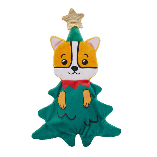 Merry & Bright™ Holiday Corgi Flattie Dog Toy - Crinkle, Squeaker